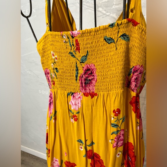 NWT Old Navy Yellow floral sun dress elastic shirring empire waist XL - Picture 6 of 7